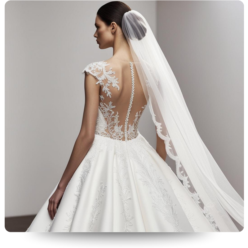 bride in ornate ballgown and veil 