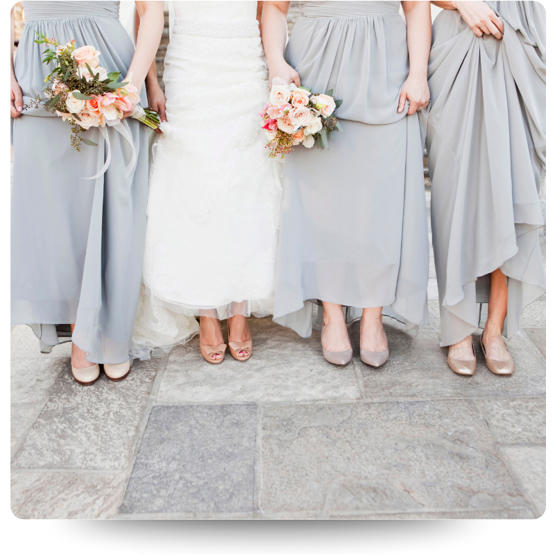 bride with bridesmaids